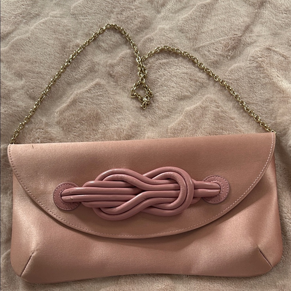 Shanghai Tang Pink Handbag with Gold Details